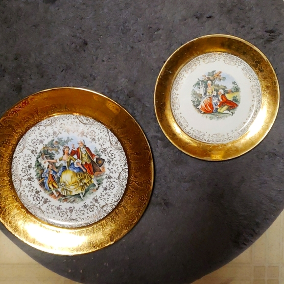 2 Gold Rimmed 22k gold Plates - Picture 1 of 7